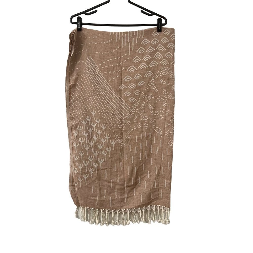 Bohemian Neutral Rope Fringe Tassel Large Rectangle Shawl Wrap Scarf